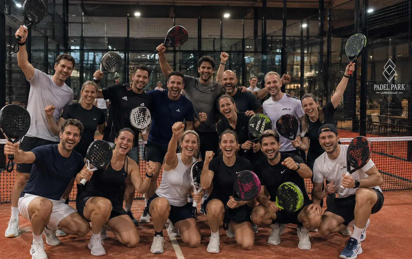 Sfeerimpressie van een teamuitje met padel